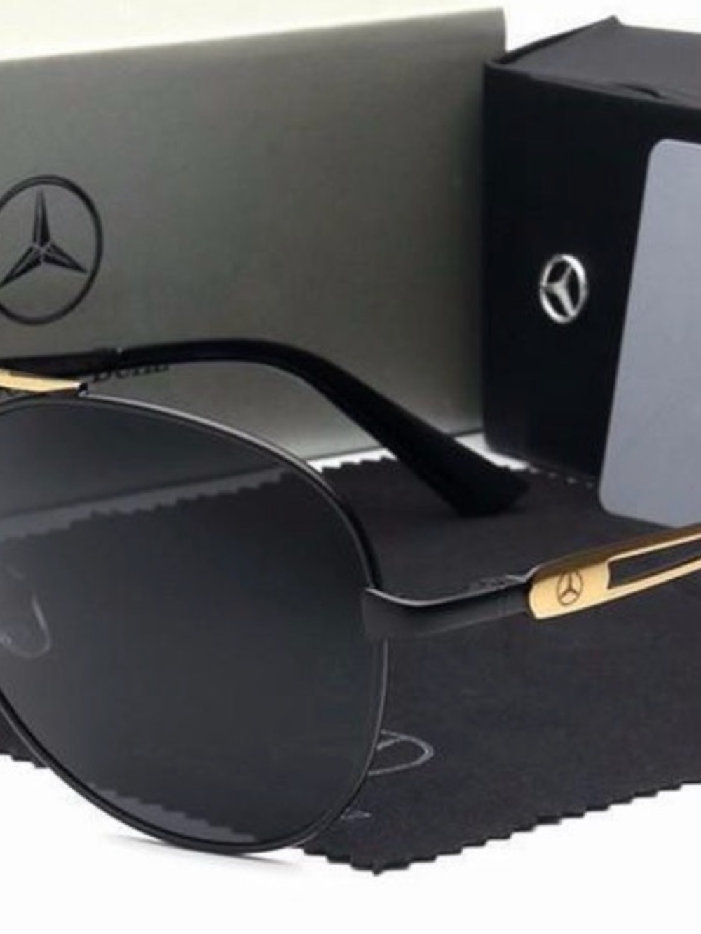 Mercedes-Benz Black & Gold Aviator Sunglasses